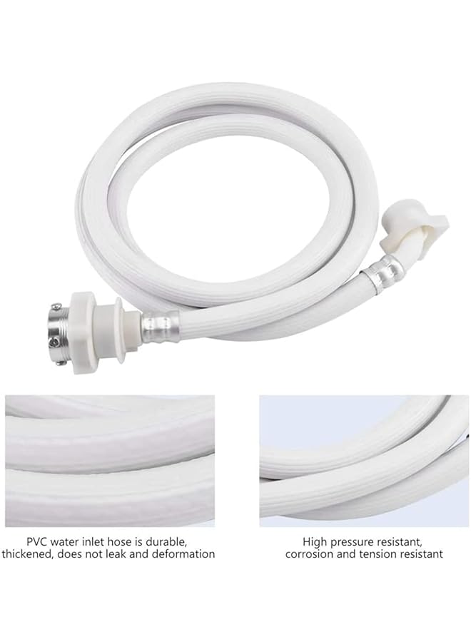 إيروريكس خرطوم الغسالة موصل أنبوب مياه الغسالة أنبوب تمديد خرطوم مدخل الغسالة الأوتوماتيكية 2 متر أبيض - Image 3
