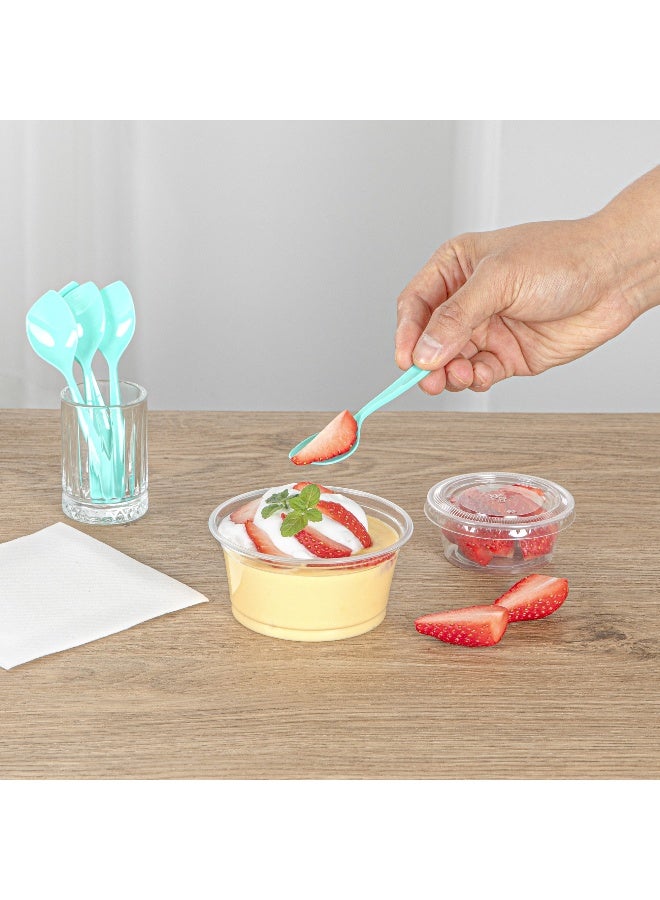 Restaurantware ملاعق حلوى 4.5 × 1 بوصة، 100 ملعقة تذوق قابلة للتصرف - مقابض قوية، بلاستيك فاخر، ملاعق آيس كريم باللون الأزرق، قوية، للجيلاتو، السندات، البودينغ، وأكثر - Image 5