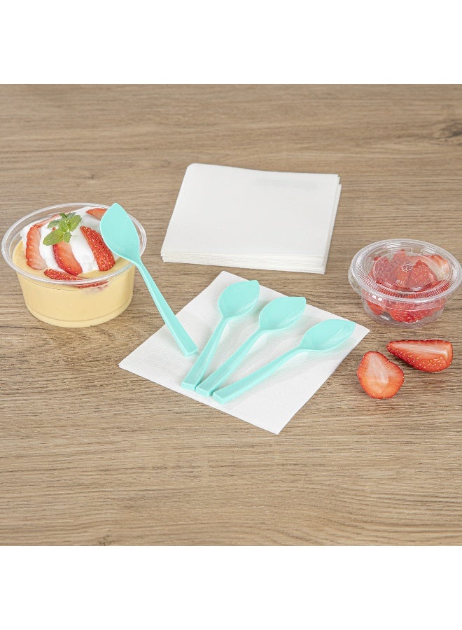 Restaurantware ملاعق حلوى 4.5 × 1 بوصة، 100 ملعقة تذوق قابلة للتصرف - مقابض قوية، بلاستيك فاخر، ملاعق آيس كريم باللون الأزرق، قوية، للجيلاتو، السندات، البودينغ، وأكثر - Image 4