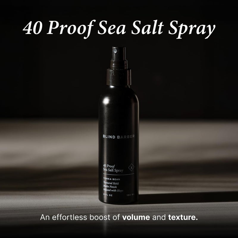 Blind Barber 40â€¯Proof Sea Salt Spray for Men - â€¯Salt Water Hair Spray for Volume & Texture - Water-Based Matte Finish with Light-Medium Hold - Enhances Beach Waves & Body - Tonka Bean Scent (5â€¯ Fl oz) - Image 2