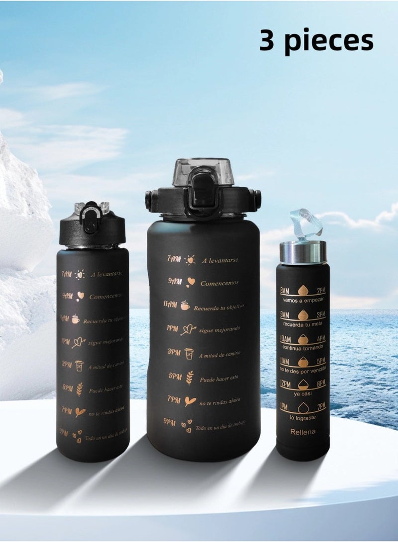 Three water bottles, 2200 ml + 900 ml + 230 ml. The large water bottles can be used outdoors or indoors and are the first choice for fitness activities. They are BPA-free and can hold water, coffee, milk, etc. - Image 1