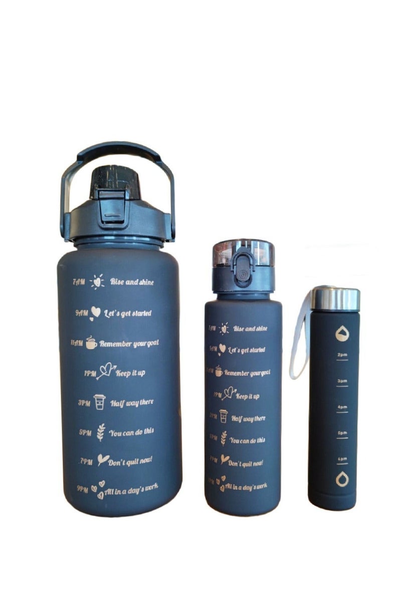 Three water bottles, 2200 ml + 900 ml + 230 ml. The large water bottles can be used outdoors or indoors and are the first choice for fitness activities. They are BPA-free and can hold water, coffee, milk, etc. - Image 3