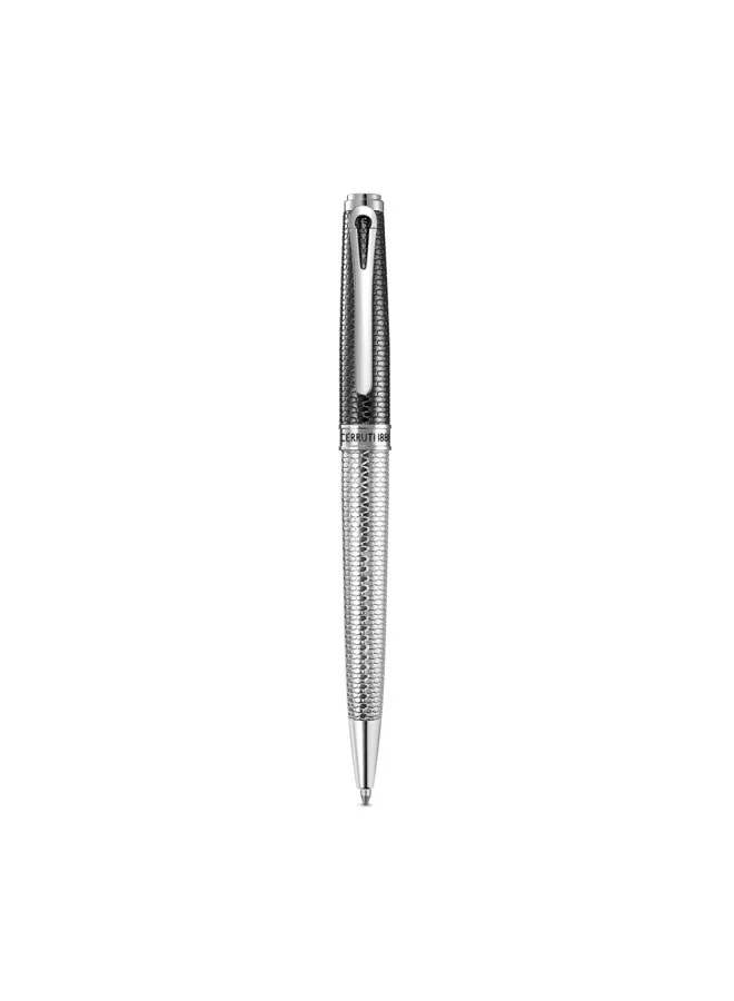 CERRUTI 1881 Giovanni Stainless Steel Trims Twist Ballpoint Pen for Men, Blue Ink