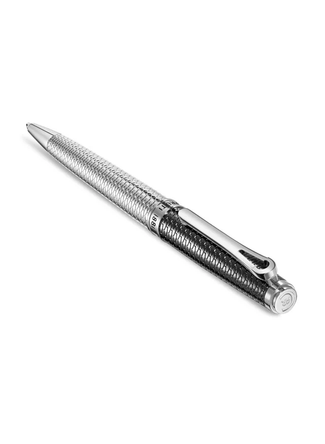 CERRUTI 1881 Giovanni Stainless Steel Trims Twist Ballpoint Pen for Men, Blue Ink