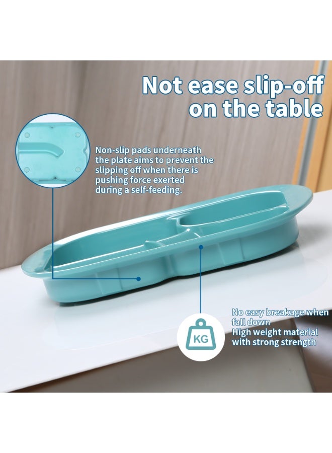 Ehucon Adaptive Utensils Weighted Plate,Spill-proof 4-Compartment Divided Plates with Extra Wall for Elderly,Non-slip Disabled Products for Handicapped to Self-feeding-Pack of 1 - Image 4