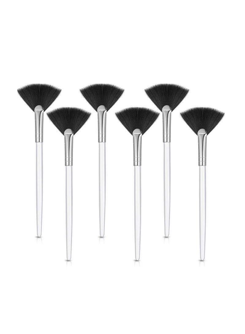 Maitys 6 Pieces Fan Mask Brushes Soft Fan Facial Mask Applicator Tools Brush Makeup Brushes Cosmetic Tools with Handle for Peel Mask Makeup Women(Black Hair) - Image 1