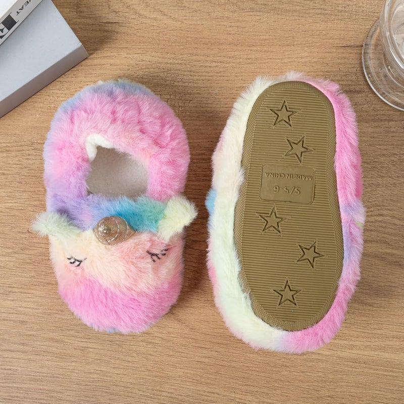 Csfry Toddler Girls' Slipper Cartoon Warm Winter House Shoes,5-6Toddler,Multicolor - Image 2