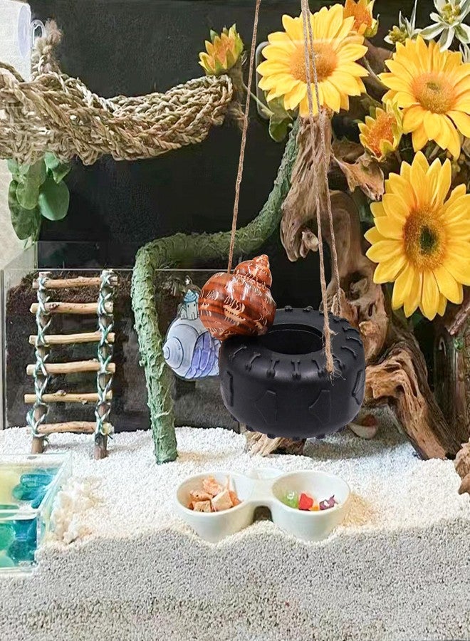 Neeenn Hermit Crab Tire Swing Toy, Hermit Crab Climbing Toy, Reptile Tank Aquarium Decoration Accessory, Suitable for Small to Medium Sized Hermit Crabs Frog, 3.7 Inches in Diameter - Image 5