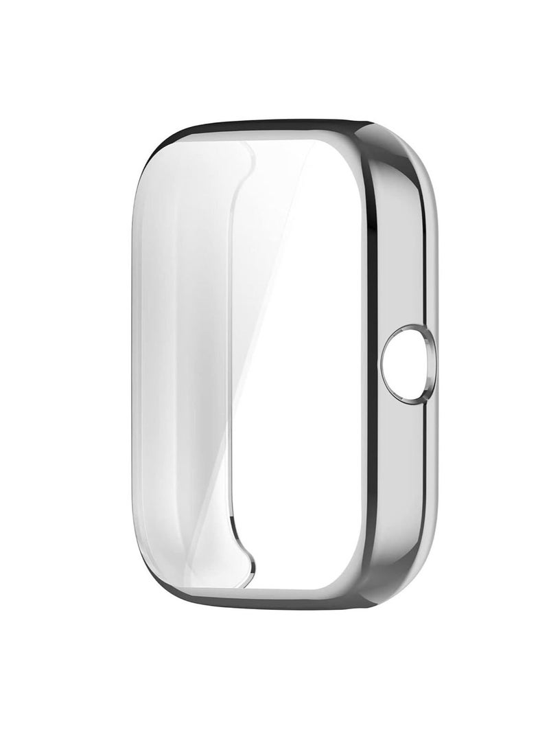 حافظة متوافقة مع Amazfit Bip3 Pro/Amazfit Bip 3 حافظة حماية شاشة شاملة للساعة غطاء ناعم من البولي يوريثان الحراري مقاوم للصدمات وواقي نحيف ممتص للصدمات (فضي) - Image 2