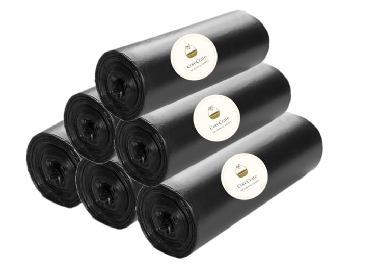 CoreCrate Garbage Bags Medium 19 x 21 inches Black Colour For Dry Wet waste 30 bagsroll Pack of 6  - Image 2