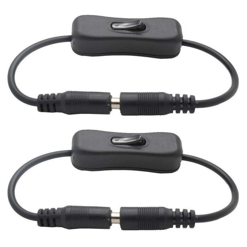 TronicsPros 2pcs LED Strip Light Inline OnOff Switch Cable DC Jack 55x21mm Male to Female Connector 12V Inline Rocker Switch DC Power Adapter Connector