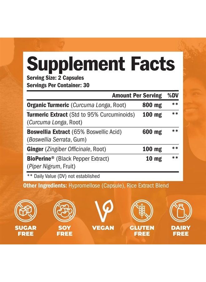 Vimerson Health Turmeric Curcumin Supplement with Boswellia Extract, Organic Turmeric, Ginger & Black Pepper. High Absorption Tumeric Joint Support Supplement. 95% Curcuminoids. Aids Digestive Health & Immune Support - Image 2