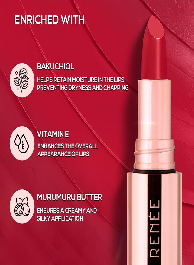 RENEE Everstay Matte Lipstick - Red Scarlet, Long Stay, Hydrating & Non-Drying, Smudge & Transfer Proof, Lightweight, Intense Pigment, Full Coverage, Vitamin E Infused, for All Occasions, 4.2g - Image 2