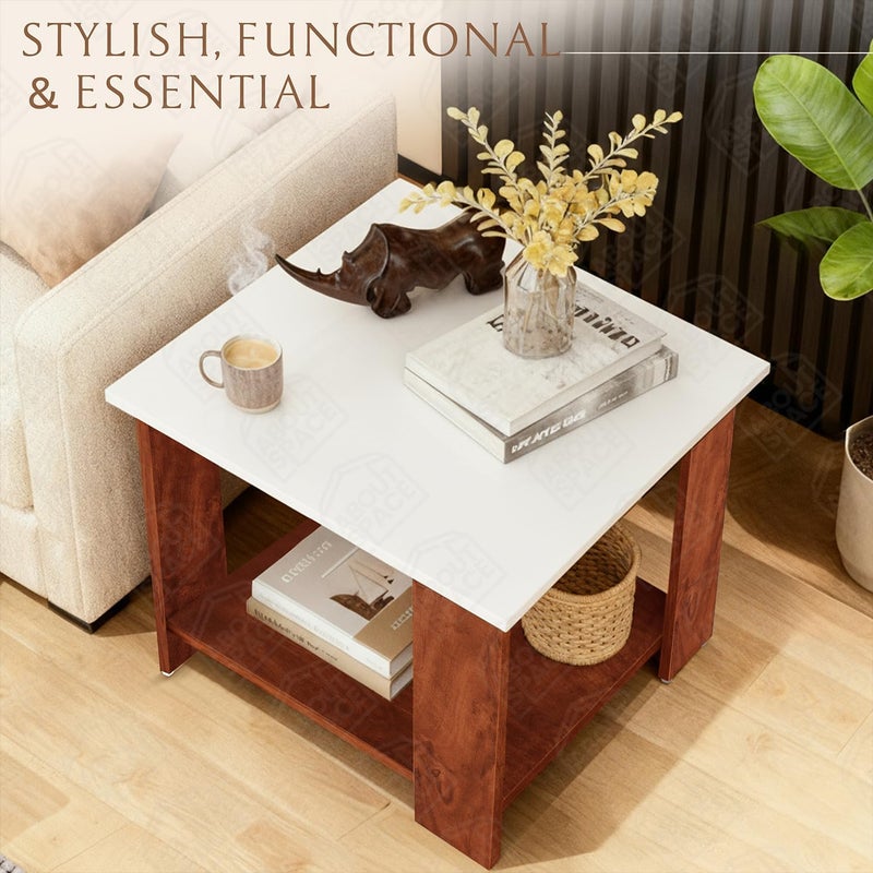 ABOUT SPACE Wooden Side Table - Night Stand & End Table Organiser - Space Saver Storage Organizer - Bedside Furniture for Bedroom,Living Room,Hallway(L 47 x B 40 x H 42 cm) - Image 3