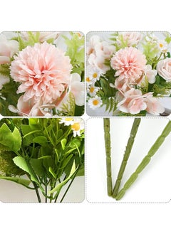 KASTWAVE 3 Pcs Mixed Artificial Rose and Daisy Flower Bouquets, Faux Fabric Flower Arrangements for Wedding Birthday Party Home Decor  - Image 3