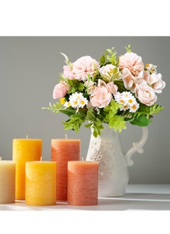 KASTWAVE 3 Pcs Mixed Artificial Rose and Daisy Flower Bouquets, Faux Fabric Flower Arrangements for Wedding Birthday Party Home Decor  - Image 5