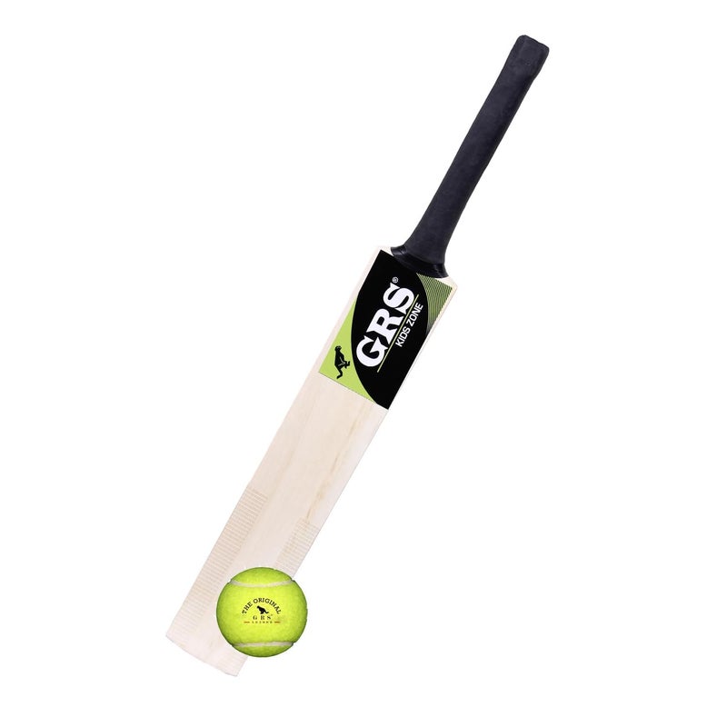 Grès Kids Zone Wooden Popular Willow Bat with 1 Tennis Ball(Size 2 for Age Group 4-7 Years) - Image 1