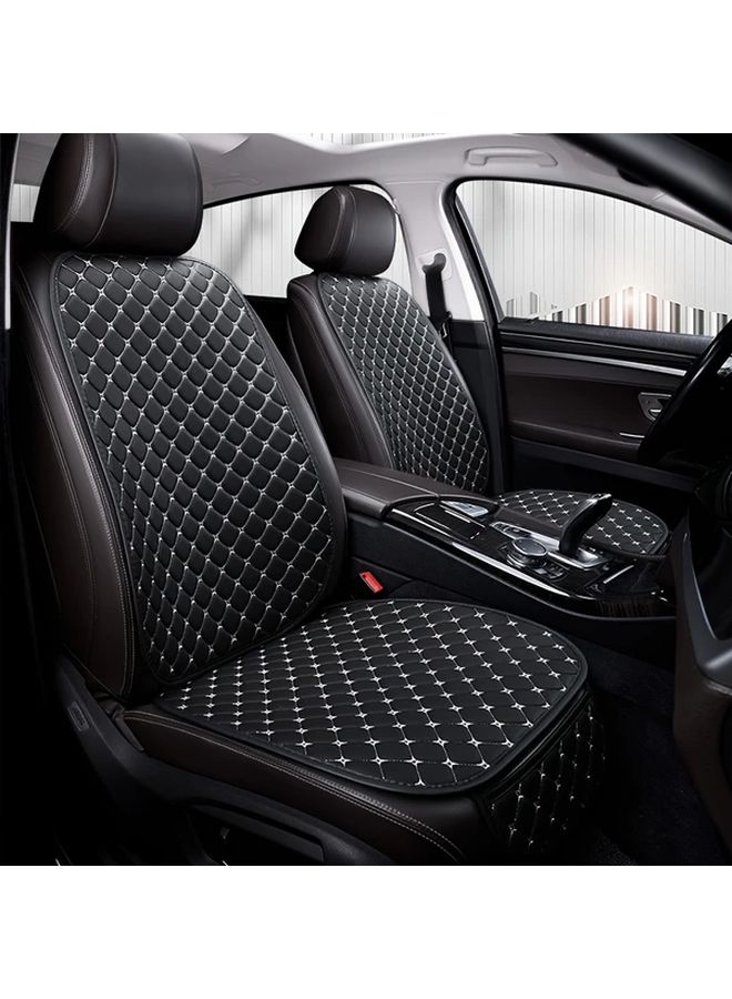 2 Pcs 3 Pcs Black New Comfortable Nappa Faux Leather All Season Car Set With Embroidery Single Anti Slip Universal Fit Car Interior - Image 1
