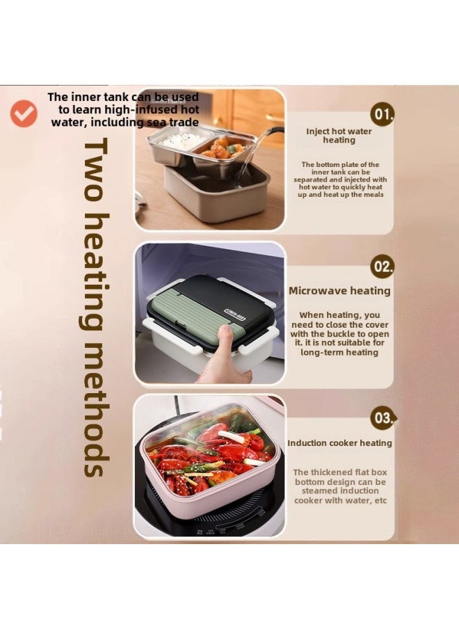 Generic - Insulated Lunch Box For Office Workers 2024 Winter New Students Special Large-capacity Lunch Box Can Be Heated By Microwave Oven-Specifications:Dark Green-single Frame-1200ml (free Engraving) - Image 1
