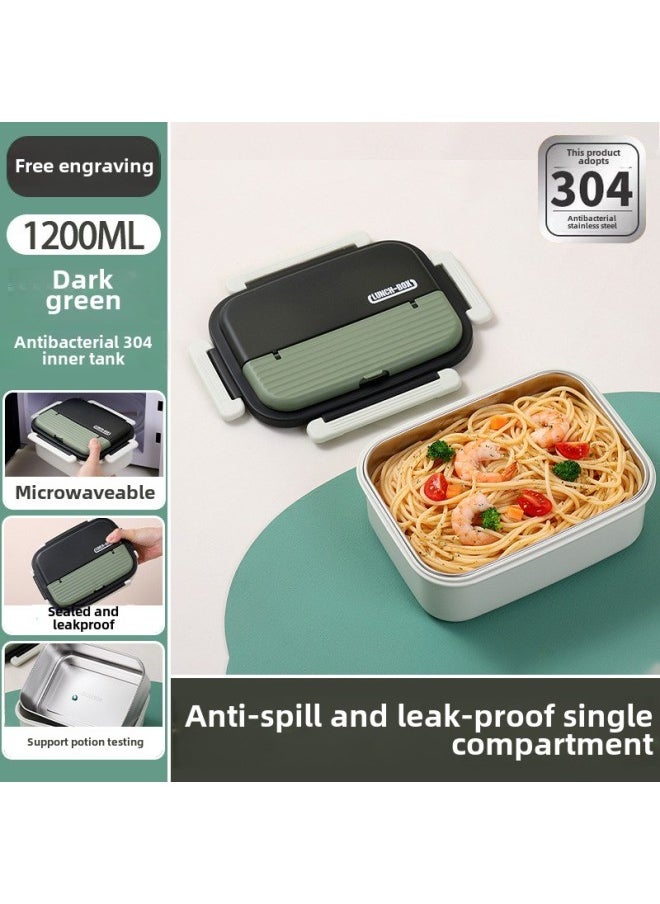 Generic - Insulated Lunch Box For Office Workers 2024 Winter New Students Special Large-capacity Lunch Box Can Be Heated By Microwave Oven-Specifications:Dark Green-single Frame-1200ml (free Engraving) - Image 1