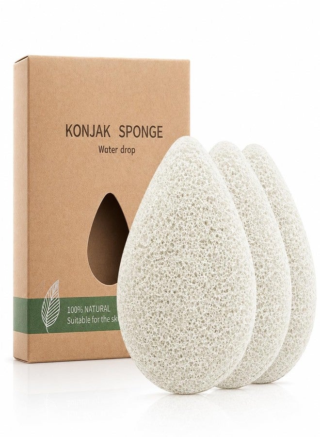 DaKuan Natural Facial Cleansing Sponge (3-Pack | Gentle Plant-Based Face Scrubber for Deep Pore Cleansing | Soft Exfoliating Pad for All Skin Types (White - Image 1