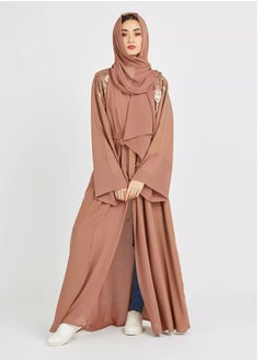 عباية حرير طويلة مع وشاح