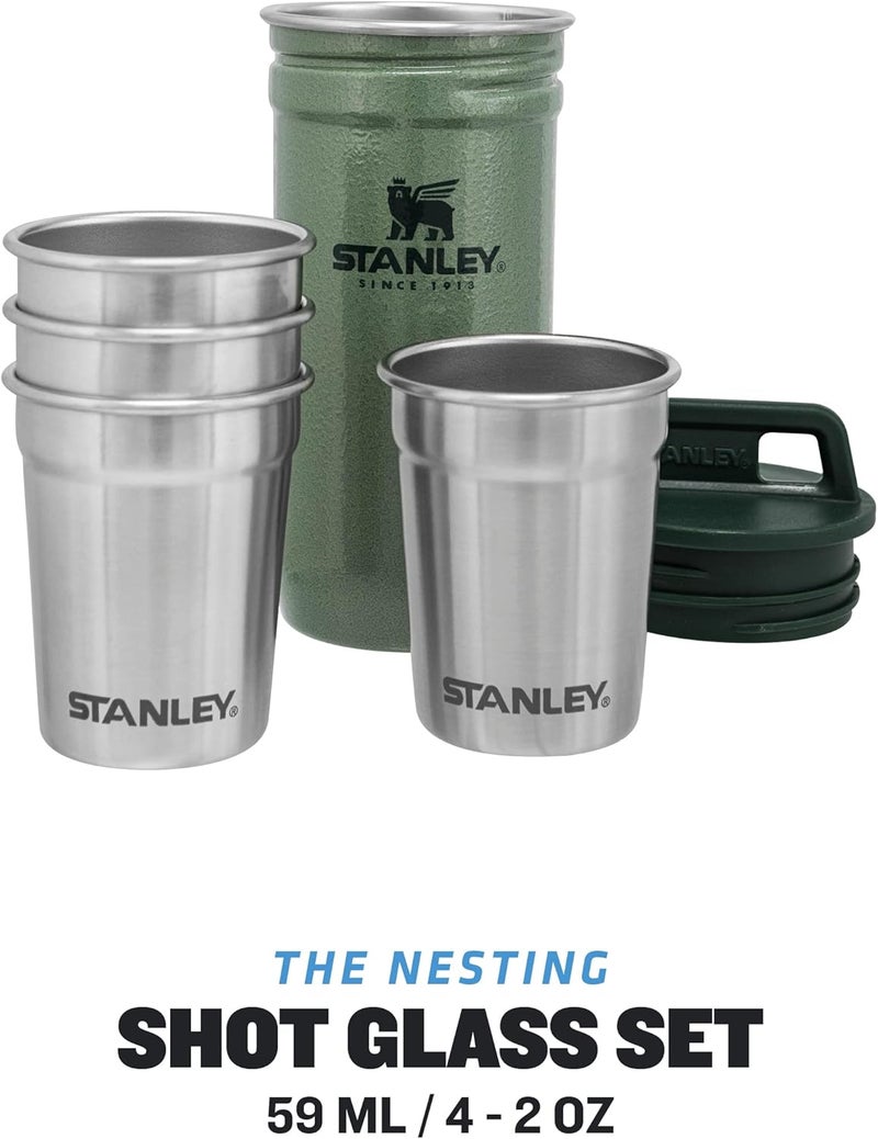 STANLEY Adventure Nesting Shot Glasses Set - 4 Pack, 59ml, BPA-Free Stainless Steel, Hammertone Green - Image 2
