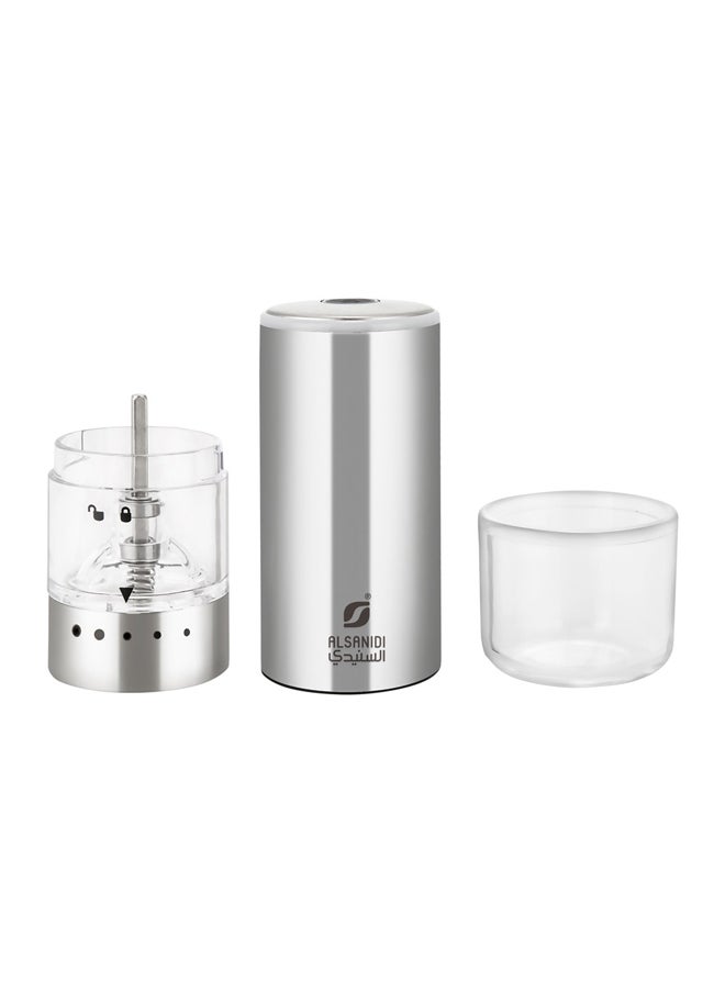 AL SANIDI - Electric coffee grinder for trips, Silver, 5.5x5.5x22 Cm - Image 1