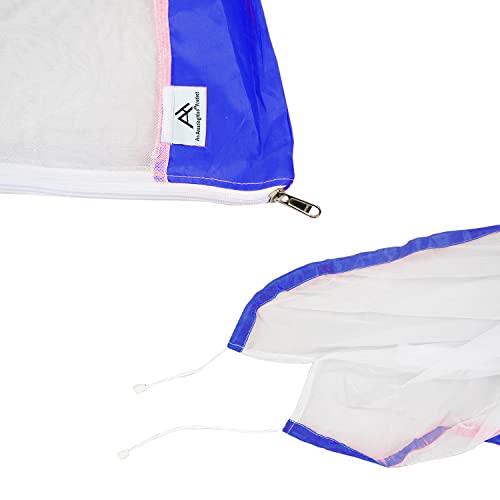 Amazinghind Mosquito Net for Baby Cradle Swing/Mosquito Net for Baby Jhula with Side Zip Opening (0-3 yrs) (Blue) (White Net - Blue Border) - Image 5