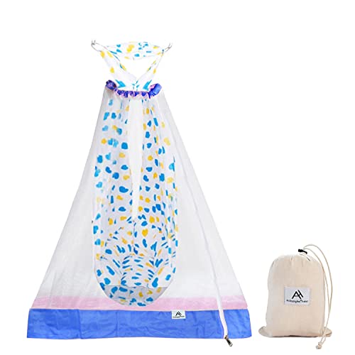 Amazinghind Mosquito Net for Baby Cradle Swing/Mosquito Net for Baby Jhula with Side Zip Opening (0-3 yrs) (Blue) (White Net - Blue Border) - Image 1