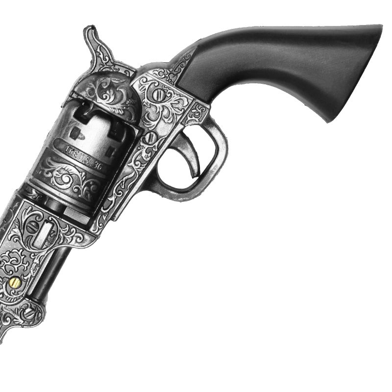 LALAPORT 13-Inch Decorative Western Classic Revolver Style, Body SMB-110 with Ornate Engravings, Suitable for Decoration, Collecting, Costuming and Cosplay, Role-Playing, Halloween (Gray) - Image 4