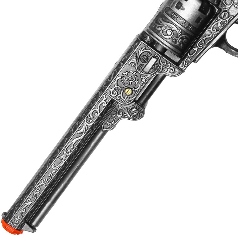 LALAPORT 13-Inch Decorative Western Classic Revolver Style, Body SMB-110 with Ornate Engravings, Suitable for Decoration, Collecting, Costuming and Cosplay, Role-Playing, Halloween (Gray) - Image 5