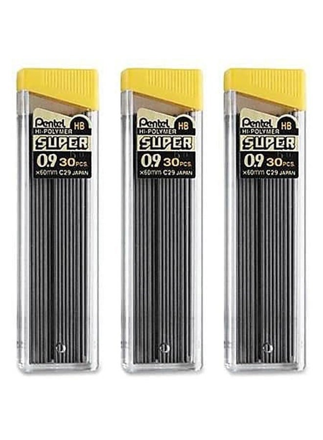 Pentel ® Super Hi-Polymer® Leads, 0.9 mm, HB, 30 Leads Per Tube, Pack Of 3 Tubes - Image 3