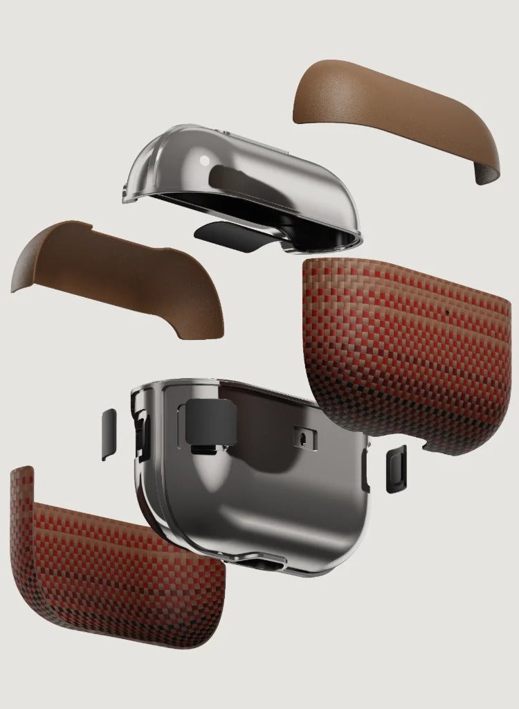 بيتاكا جراب مغناطيسي من ألياف الأراميد لسماعات AirPods Pro 2 / تصميم أنيق بملمس مزدوج / تصميم خارجي متين / متوافق مع MagSafe / خفيف الوزن - لون غروب الشمس - Image 5