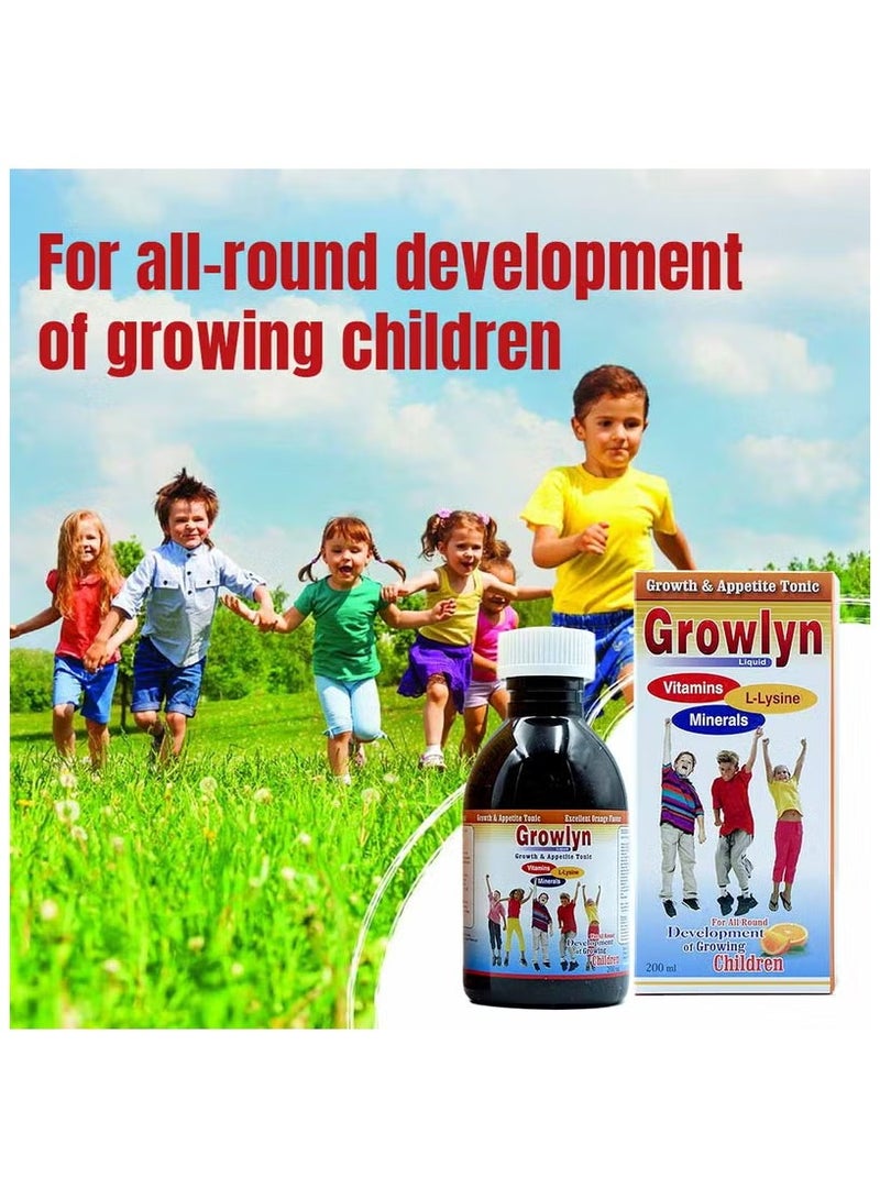 GROWLYN Growth and Appetite Tonic Vitamins Syrup 200ml - Image 2