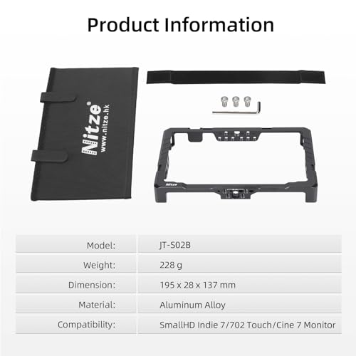 Nitze Cage for SmallHD Cine 7 Indie 7702 Touch 7 Monitor with Sunhood JTS02B - Image 3