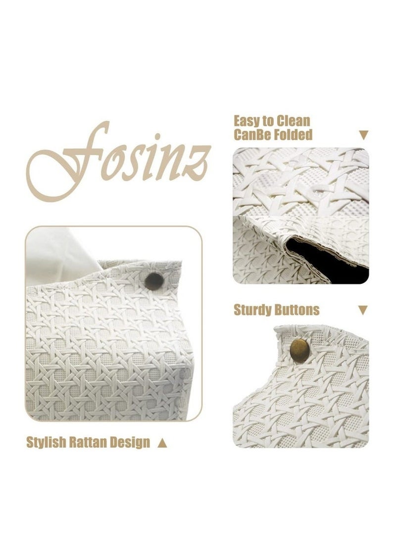 2 Pieces Tissue Box, Rattan Style PU Leather Modern Facial Paper Organizer, for Tabletop, Bathroom, Office, Living Room  - Image 3