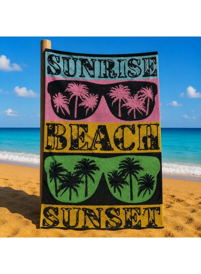 snooze Cotton beach towel, 170*90 cm, sunset design - Image 1
