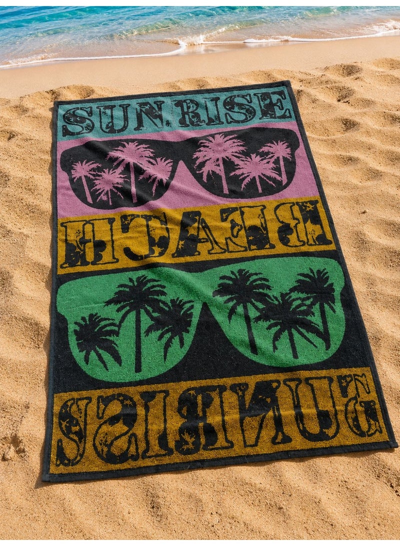 snooze Cotton beach towel, 170*90 cm, sunset design - Image 2