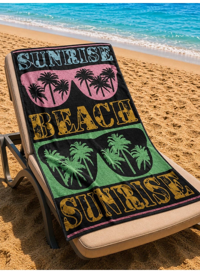 snooze Cotton beach towel, 170*90 cm, sunset design - Image 3