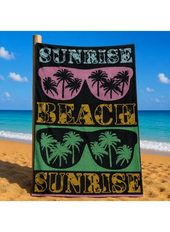 snooze Cotton beach towel, 170*90 cm, sunset design - Image 4