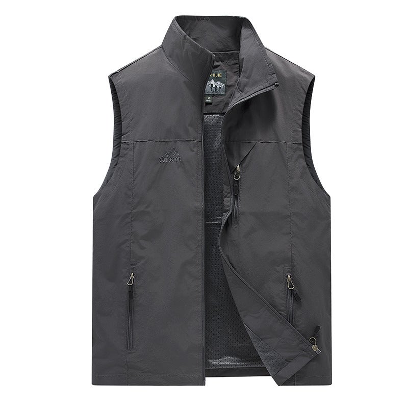 Classic New Outdoor Casual Quick-Drying Vest Trendy Fashion Simple Collar Pographic Vest Top Coat - Image 5