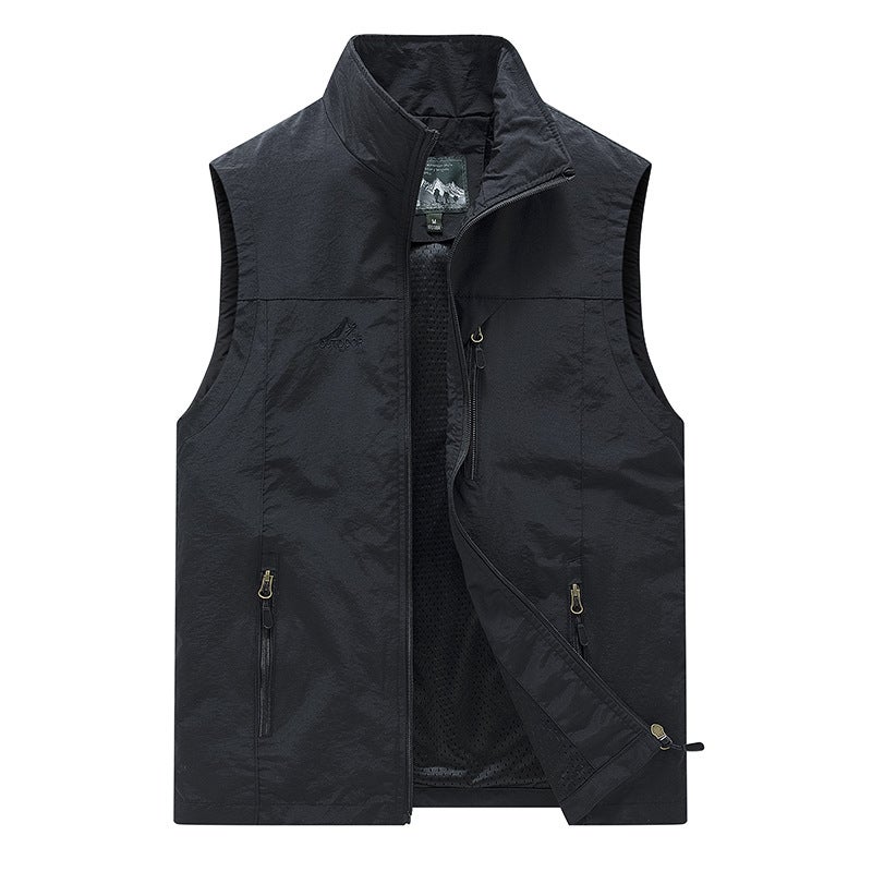Classic New Outdoor Casual Quick-Drying Vest Trendy Fashion Simple Collar Pographic Vest Top Coat - Image 1