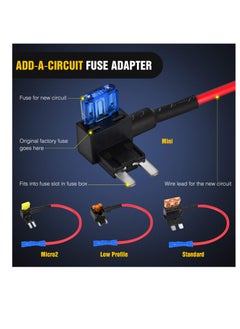 Excefore 12 Pack 12V Car Add-a-Circuit Fuse Tap, Standard Mini Micro2 and Low Profile Fuse Taps, Fuse Holders Adapter Kits, 4 Types ATO ATC ATM APM Fuse Holder for Cars Trucks Boats  - Image 2