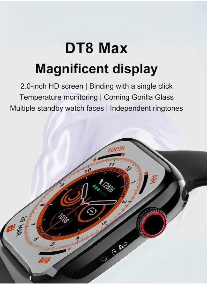 DT NO.I - Pro 8 Smart Watch with Bluetooth Calling, Long Battery Life, Fitness & Heart Rate Monitor, Business & Sports Smartwatch for Men and Women – Gray - Image 1