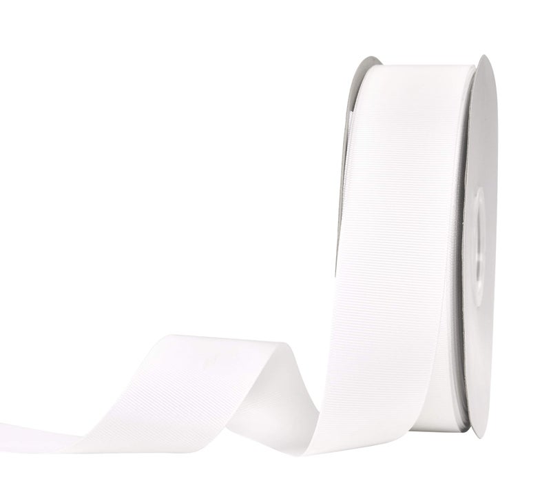 YAMA White Grosgrain Ribbon for Crafts Bows Flower Bouquet Wedding Home Decor Gift Wrapping 112 Inch  50 Yard