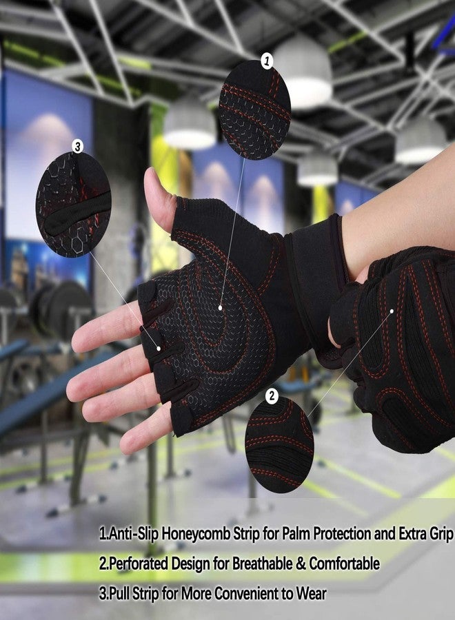 serveuttam Ventilated Workout Gloves Men Women, Gym Exercise Gloves, Weight Lifting Gloves with High Elastic Wrist Strap, Suit for Dumbbell, Exercise,Cycling, Fitness, Cross Training (One Size) - Image 2