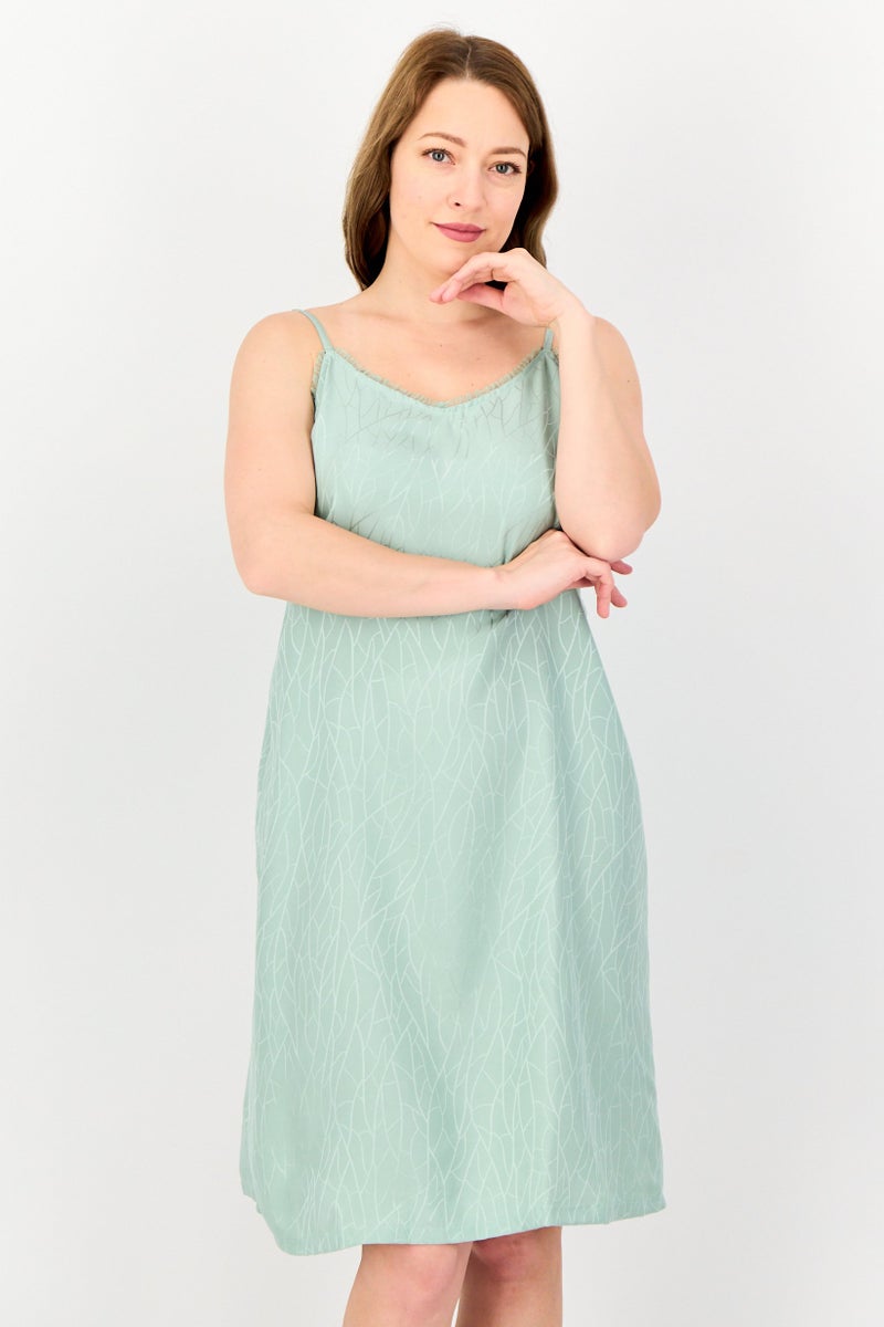 zivame Women Textured Sleeveless Sleeping Dress, Mint Green - Image 1