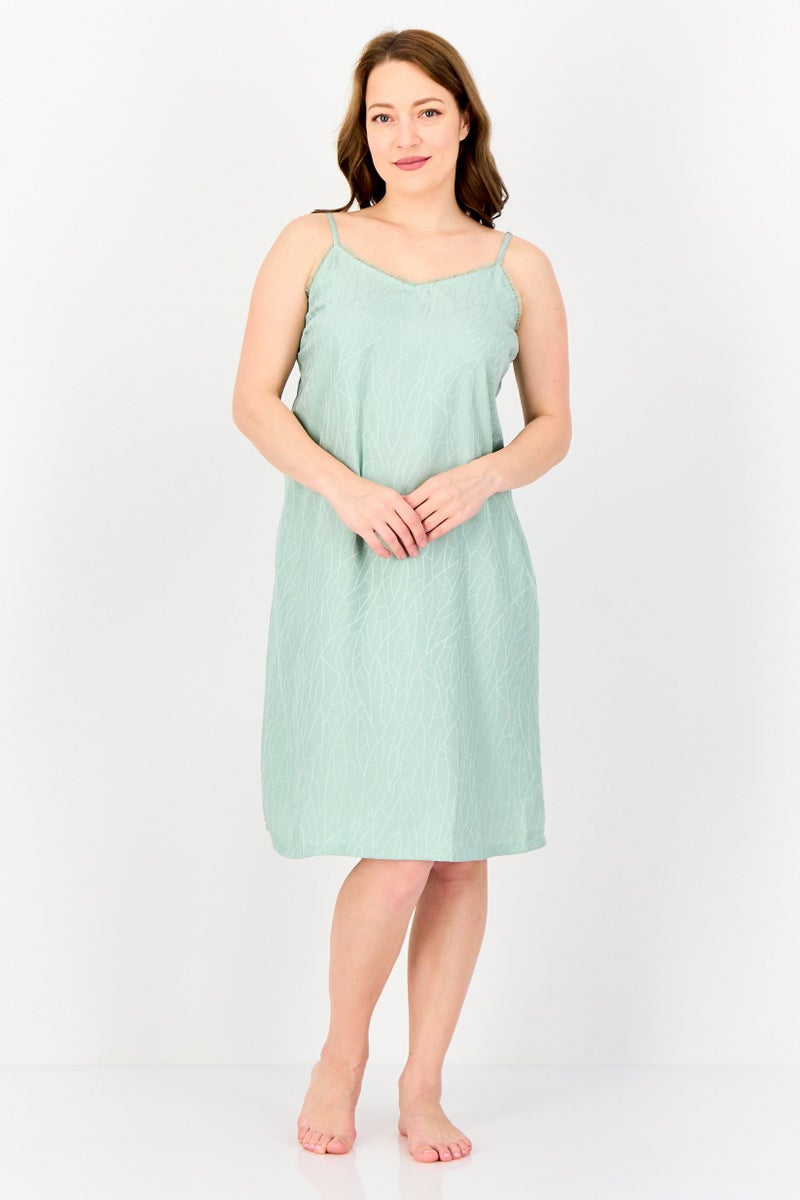 zivame Women Textured Sleeveless Sleeping Dress, Mint Green - Image 2