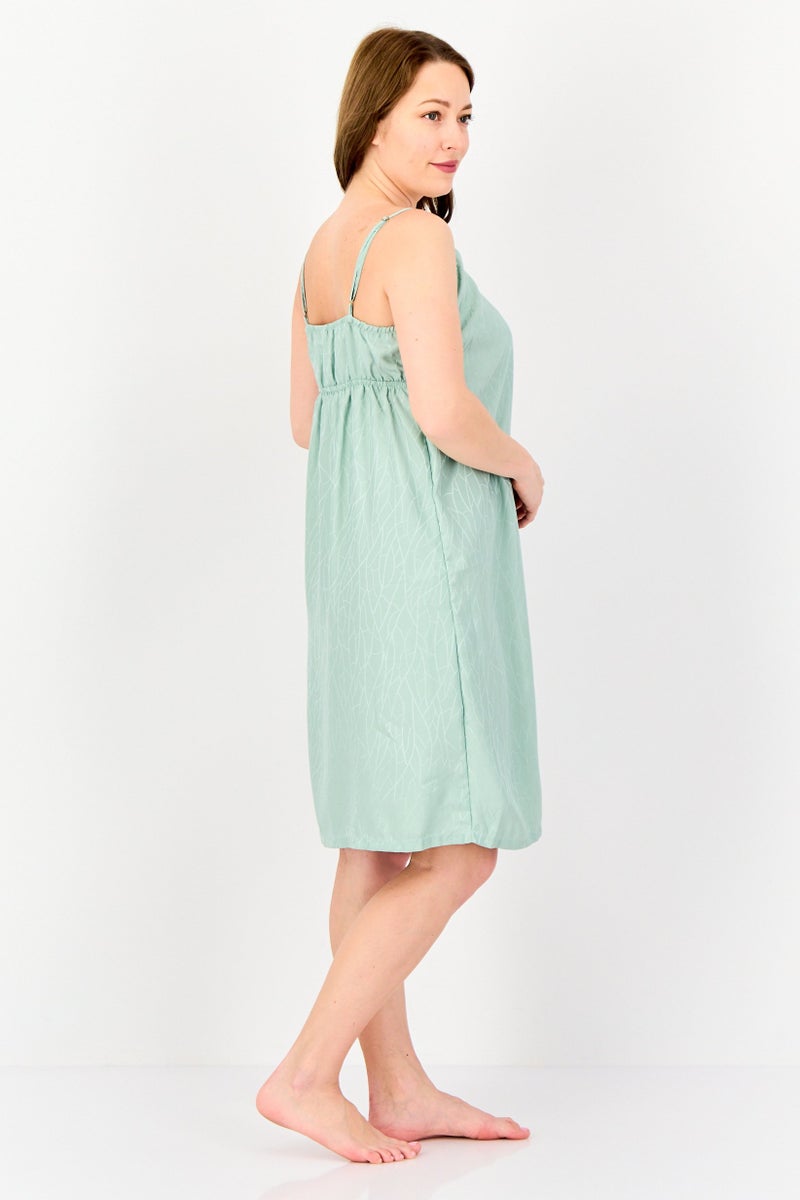 zivame Women Textured Sleeveless Sleeping Dress, Mint Green - Image 3